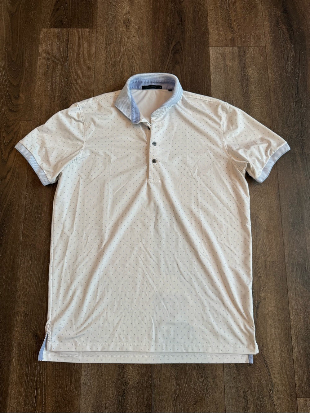 Greyson Men's White Polo with Light Blue Trim Size Medium